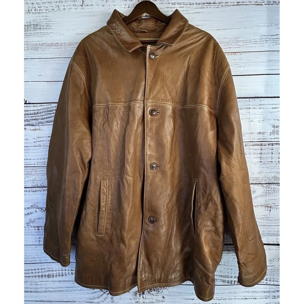 Vintage Leather Jacket Wilsons Leather XL Brown Genuine Leather Pelle Coat